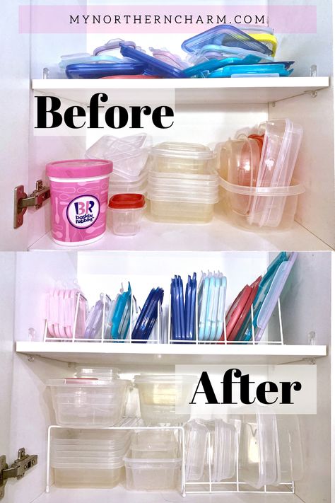 Organize Kitchen Tupperware, Organize Tubberware Organization Ideas, Container Cupboard Organisation, Organization For Tupperware, Tupper Ware Organization Storage, Kitchen Plastic Container Storage, Organize Food Containers, Tupplewear Organization, Organization Ideas For Tupperware