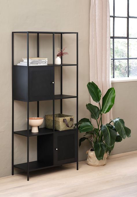 Regal Carregal - Tiefe 35 cm Metal Bookcase, Loft Stil, Regal Design, Modern Storage, Bookcase Storage, Metal Mesh, Unique Furniture, Furniture Making, Shelving Unit