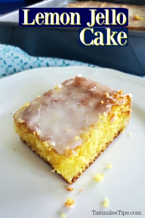 Easy Lemon Jello Cake Recipe that tastes amazing. All you need is a lemon cake mix, lemon jello mix, and a few pantry essentials. This Lemon Jello Poke Cake only takes a few ingredients. Made with lemon cake mix and lemon jello mix plus a few pantry basics. You can top with cool whip for a great spring/summer dessert perfect for picnics, barbecues or any day of the week. Lemon Jello Cake, Lemon Poke Cake, Jello Cake Recipes, Moist Lemon Cake Recipe, Pudding Recept, Lemon Cake Mix Recipe, Poke Cake Jello, Poke Cake Lemon, Boxed Cake Mixes Recipes