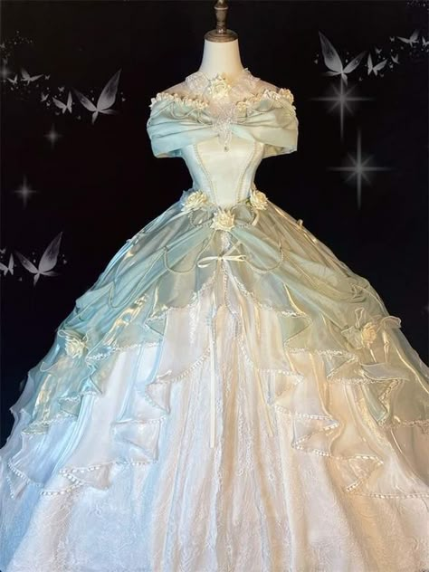 Gaun Abad Pertengahan, Off Shoulder Ball Gown, Dreamy Gowns, Blue Evening Gowns, Gown Prom Dresses, Preppy Dresses, Satin Short, Princess Ball Gowns, Long Evening Gowns