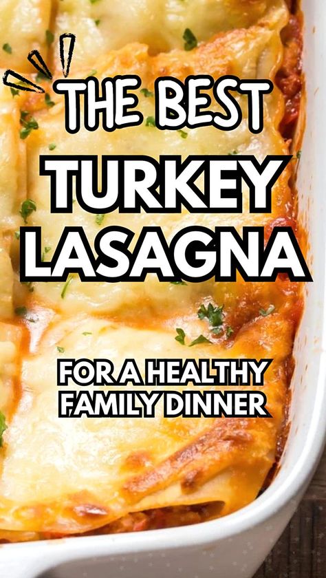 You're due for an easy turkey lasagna recipe that packed full of flavor. A simple homemade sauce with a ton of veggies and topped off with gooey cheese. Make this lasagna recipe with ricotta with leftover Thanksgiving or Christmas turkey for simple quick and easy weekday lunch anad dinner ideas. Up there with the best turkey lasagna recipes, this one is sure to be a hit with the whole family so get the full ground turkey lasagna recipe HERE! Ground Turkey Lasagna Recipe, Turkey Lasagna Recipe, Ground Turkey Lasagna, Recipe With Ricotta, Healthy Family Dinner, Ground Turkey Pasta, Lasagna Recipe With Ricotta, Turkey Lasagna, The Best Turkey