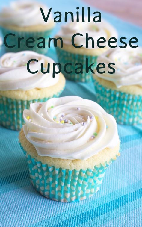 These Vanilla Cream Cheese Cupcakes are extremely soft and moist and they pair great with delicious cream cheese frosting! They also make a smaller batch of cupcakes if you’re just wanting to satisfy your sweet tooth! #cupcakes #vanilla #vanillacupcakes #creamcheesecupcakes Tooth Cupcakes, Cream Cheese Filled Cupcakes, Recipes Cream Cheese, Cinnamon Roll Frosting, My Country Table, Homemade Cupcake Recipes, Frosting Cupcakes, Desserts Party, Cheese Cupcake