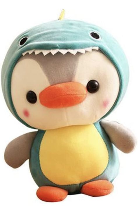 Buy one as a gift and one for yourself because everyone deserves a penguin in a dinosaur costume plushie. Kids and adults will adore him (so keep him close ...) Penguin Stuffed Animal, Cute Plush Toys, Birthday Gift For Boys, Dinosaur Outfit, Girl Dinosaur, Dinosaur Costume, Gift For Boys, Birthday Gifts For Boys, Cute Penguins