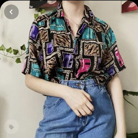 Funky Button Up Shirts, 2016 Tumblr Outfits, Grandpa Outfit, Graphic Shirts Women, Hawaiian Vintage, 80s Outfit, 90s Mens, Button Up Shirt Mens, Grandpa Sweater