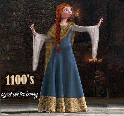 1100s Fashion, Disney Princess Historical Dresses, Accurate Disney Princess, Merida Costume, Merida From Brave, Disney Princesses Historically Accurate, Historically Accurate Disney Princess, Historically Accurate Sleeping Beauty, Cartoon Costumes