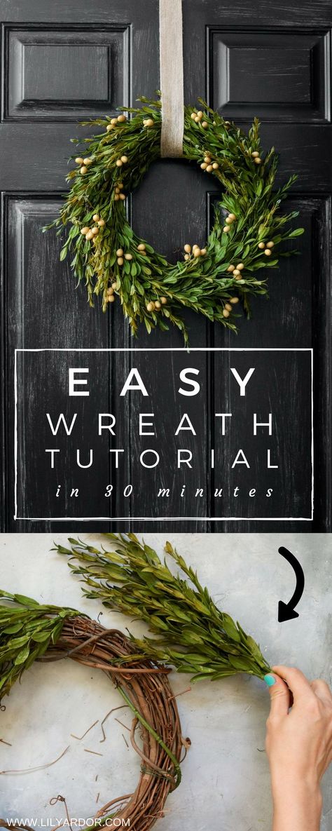 Simple Fall Wreath, Fall Wreath Tutorial, Couronne Diy, Easy Wreath, Simple Wreath, Easy Fall Wreaths, Winter Door Decorations, Homemade Wreaths, Easy Wreaths