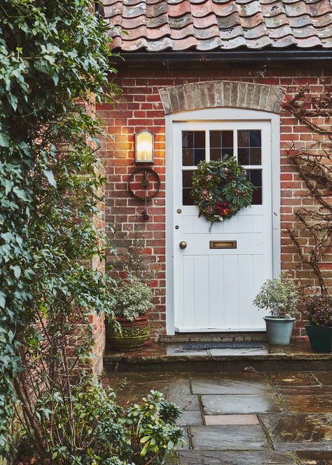 Tour this pretty thatched cottage full of festive treats | Homes & Gardens Walk Photo, Cottage Front Doors, English Houses, Small Cottage Kitchen, Period Living, European Cottage, Pretty Cottage, Bohemian Farmhouse, Cottage Exterior