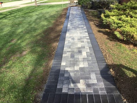 Brick Walkways | Design & Paver Installation | Macomb County MI Gray Brick Walkway, Brick Walkways, Paver Installation, Gray Brick, How To Install Pavers, Walkway Design, Brick Walkway, Paver Walkway, Front Walkway