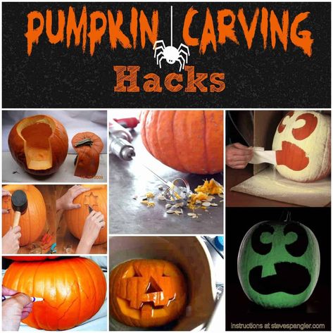 pumpkin hacks sq Pumpkin Carving Hacks, Pumpkin Carving Tips, Pumpkin Carving Party, Creative Pumpkin Carving, Easy Pumpkin Carving, Pumpkin Carvings, Pumpkin Carving Patterns, Creative Pumpkins, Halloween 2014