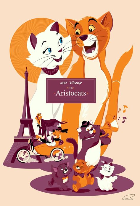 THE ARISTOCATS Disney Vintage Posters Retro, Anastacia Disney, Vintage Disney Posters, Disney Movie Posters, The Aristocats, Film Anime, Disney Wall, Disney Posters, Disney Dogs