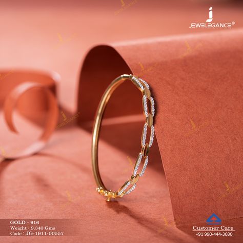 A pinch of sparkle for today...  #myjewelegance #goldbracelet #bracelet #design #shoponline Bracelets For Women Gold Indian, Kada Design For Women, Gold Kada Design For Women, Kada Design, Tiny Cross Necklace, Cross Necklace Women, Cross Gold, Easy Go, Diamond Bracelet Design