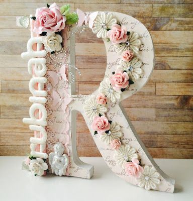 Wooden Letters Decorated, Kitchen Lighting Ideas, Letter Decoration, Diy Crafts For Adults, Diy Letters, Letter A Crafts, Floral Letters, Decorative Letters, Letter I