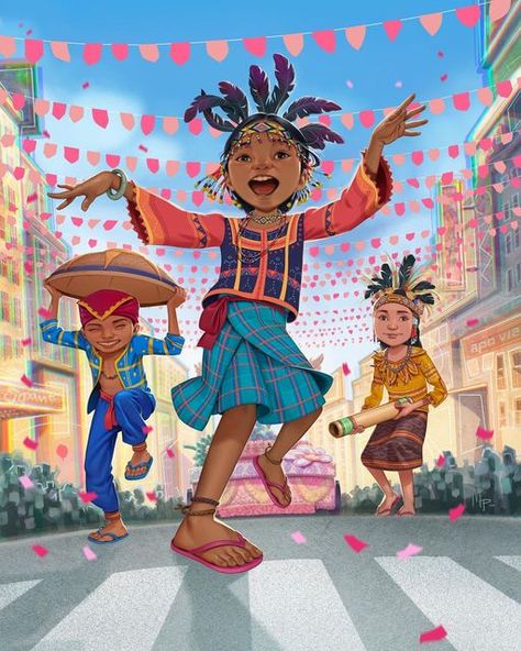 Macky Pamintuan on Instagram: "Self-promo piece for @mbartistsinc The Kadayawan Festival in the Southern Philippines where I am from. #illustration #kidlitart #artph #davao #NoAI" Philippine Festivals Poster, Kadayawan Festival Design, Philippine Culture Illustration, Bayanihan Drawing, Filipino Art Illustration, Philippine Culture Poster, Philippines Illustration, Kadayawan Festival, Sinulog Festival