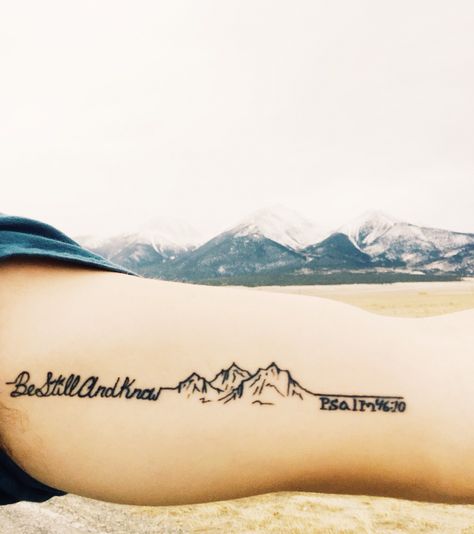 Pioneer Peak Alaska Tattoo, Still I Rise Mountain Tattoo, Be Still And Know Tattoo, Watercolor Mountains Tattoo, Be Still Tattoo, Alaska Tattoo, Bible Tattoos, God Tattoos, Still I Rise