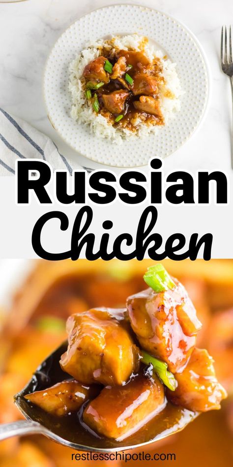 Russian Crockpot Recipes, Russian Chicken Recipe, Easy Russian Recipes, Chicken Russian Dressing Apricot, Chicken With Russian Salad Dressing, Russian Salad Dressing, Russian Chicken, Grilled Chicken Drumsticks, Chicken Receipes