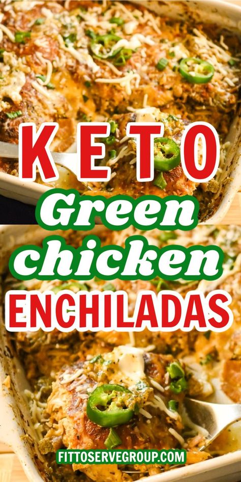 close up images of keto green chicken enchiladas Green Chicken Enchilada Casserole, Gluten Free Chicken Enchiladas, Green Chili Chicken Enchiladas, Green Enchiladas, Green Chili Enchiladas, Low Carb Enchiladas, Green Chicken Enchiladas, Keto Green, Chicken Shredded