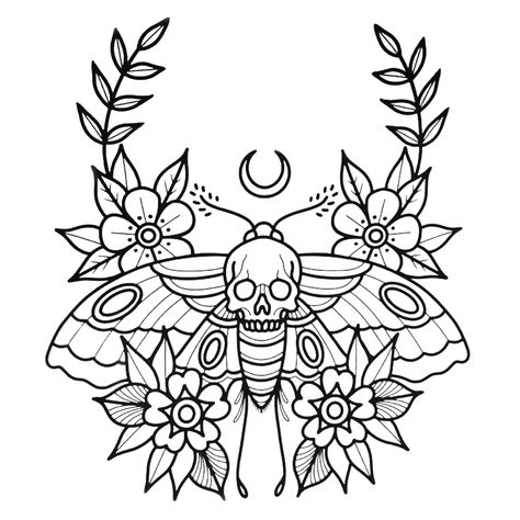 Traditional Tattoo Outline, Small Tattoos For Men, Moth Tattoo Design, Christian Sleeve Tattoo, Flash Tattoo Designs, Moth Tattoo, Spooky Tattoos, Tattoo Stencil Outline, Tattoo Design Book