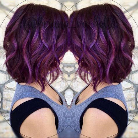 My favorite!  I love the blending of the darker and lighter plums with medium brown Pelo Color Vino, Dark Purple Hair, Lob Hairstyle, Hair Color Purple, Haircut And Color, Hair Color And Cut, Grunge Hair, Hair Today, Purple Hair