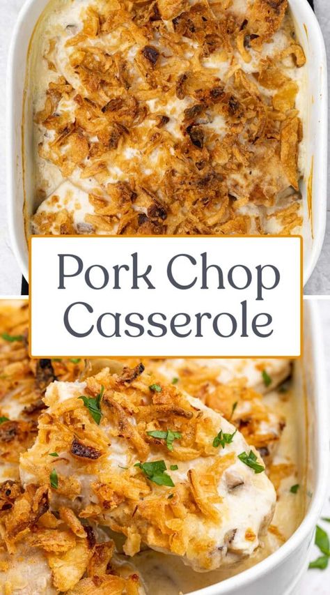 Crispy Pork Chops, Pork Chop Casserole Recipes, Cheesy Pork Chops, Pork Chop Casserole, Pork Casserole, Creamy Potatoes, Pork Chops And Potatoes, Easy Pork Chops, Easy Pork Chop Recipes