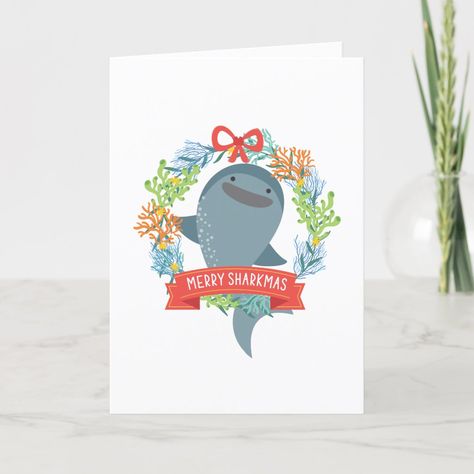 Coral Wreath, Funny Whale, Shark Christmas, Sea Shark, Christmas Card Funny, Christmas Tree Clipart, Tree Clipart, Holiday Design Card, Cute Shark