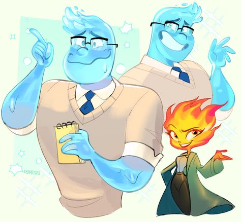 Wade X Ember, Baby With Glasses, Ember X Wade, Elemental Fanart, Cartoon Ships, Pixar Films, Ship Drawing, Childhood Movies, Disney Artwork