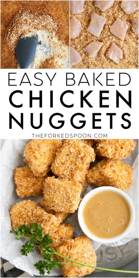 Baked Breaded Chicken Nuggets, Baked Chicken Nuggets Panko, Breaded Chicken In The Oven, Panko Chicken Bites, Healthy Breaded Chicken, Chicken Nuggets Baked, Chicken Bites Baked, Homemade Chicken Nuggets Baked, Panko Breaded Chicken