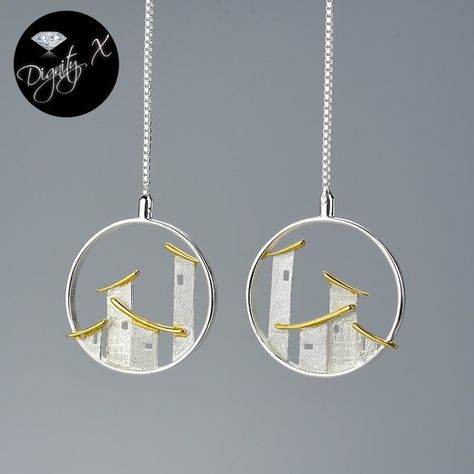 by DignityX® | Premium Elegant Shine ~ Nature Inspired Jewelry * Free Global Shipping ~ Conditions Apply ... Architectural Earrings, Architectural Jewelry, Motifs Perler, Handmade Fine Jewelry, Unique Handmade Jewelry, 925 Sterling Silver Chain, Sterling Silver Cross, Feather Earrings, Keep Jewelry