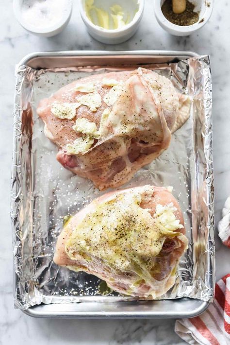 The Best Baked Chicken Breast Recipe (So Juicy!) | foodiecrush.com Cooked Chicken Casserole, Oven Cooked Chicken, Bone In Chicken Breast Recipes, Best Baked Chicken Breast, Roasted Chicken Breast Recipes, Chicken Breast Easy, Split Breast Chicken Recipes, Baked Bone In Chicken, Bone In Chicken Breast