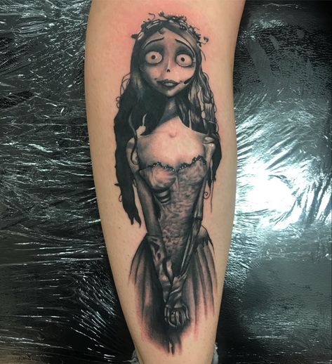 Corpse Bride Sleeve Tattoo, Emily And Victor Tattoo, Tattoo Ideas Corpse Bride, Tattoos Corpse Bride, Corpes Bride Tattoos, The Corpse Bride Tattoo Ideas, Corpse Bride Tattoo Design, Emily Tattoo Corpse Bride, Corpse Bride Emily Tattoo