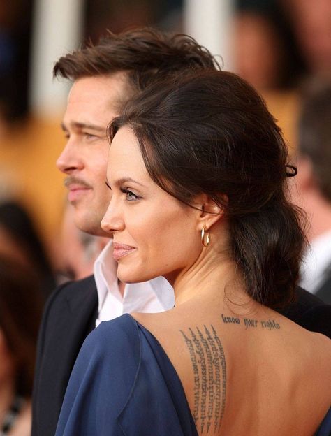 It’s Khmer Tattoo in ancient Khmer writing. Other countries just got inspired by Khmer but regardless it’s always been Khmer. Just some facts you can’t change. Angelina Jolie Tattoo, Khmer Tattoo, Tattoo Son, Loose Updo, Angelina Jolie Photos, Famous Tattoos, Katie Cassidy, Under My Skin, Hollywood Celebrities