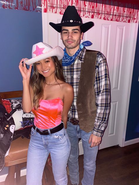 Cowboys And Cowgirls Theme Party Adults, Space Cowboy Costume Couple, Cowboy Couple Halloween Costumes, Cowboy Couples Costume, Cowboy Costume Couple, Cowboy Cowgirl Couple Costume, Cowboy Party Outfit Women, Cowboy Theme Party For Adults Outfits, Cowboy And Cowgirl Costume