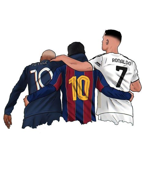 Messi Ronaldo Neymar Together, Messi Y Cristiano, Football Player Drawing, Cristiano Ronaldo And Messi, Soccer Artwork, Soccer Drawing, Cr7 Vs Messi, Messi Vs Ronaldo, Football Artwork