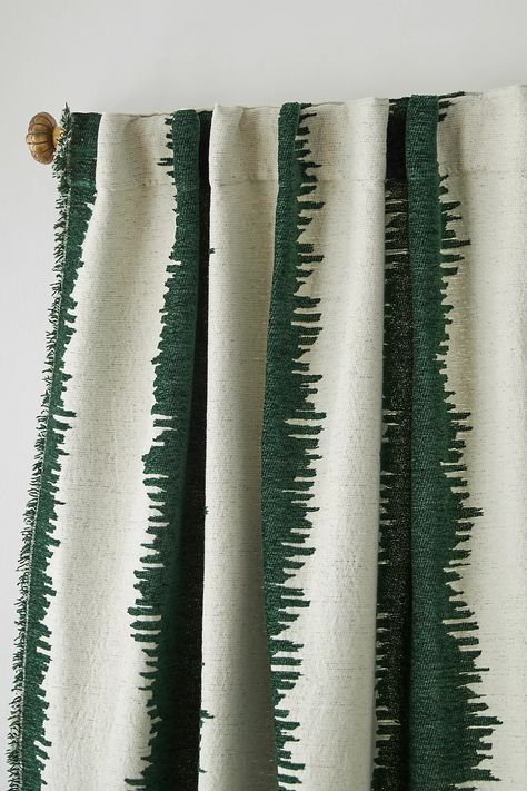 Maiko Jacquard-Woven Curtain | Anthropologie Grey And Green Curtains, Anthropologie Curtains, Eclectic Curtains, Bold Curtains, Tropical Curtains, Teal Curtains, Art Deco Curtains, Pattern Draping, Apartment Makeover