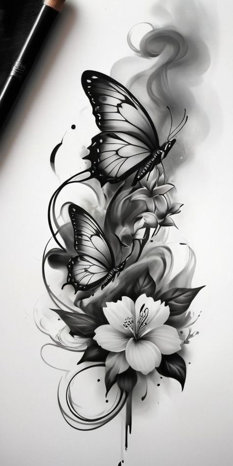 Filigree Butterfly Tattoo, Flowers For Cover Up Tattoo, Butterfly Sleeves Tattoo, Women Cover Up Tattoos, Black Butterflies Tattoo, Cover Tattoo Ideas Women, Floral And Butterfly Sleeve Tattoo, Back Tattoo Cover Up Ideas For Women, Cover Up Flower Tattoo