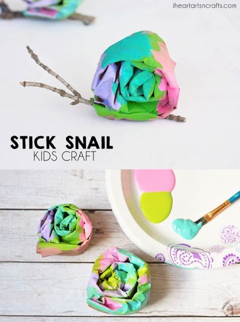 Stick Snail Craft For Kids Snails Preschool, Snails Kids, Snail And The Whale, Bug Activities, Snail Craft, Snail Art, Bug Crafts, Fun Craft, Craft For Kids