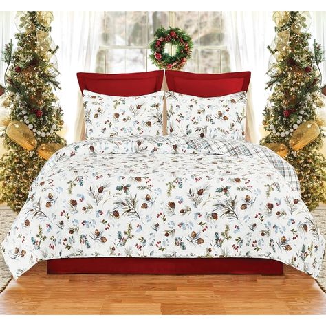 Edith Quilt Set Collection - On Sale - Bed Bath & Beyond - 36556665 Forest Quilt, Oversized Quilt, Winter Foliage, Plaid Bedding, King Quilt Sets, Cotton Quilt Set, Modern Farmhouse Home, Chic Bedding, Christmas Bedroom