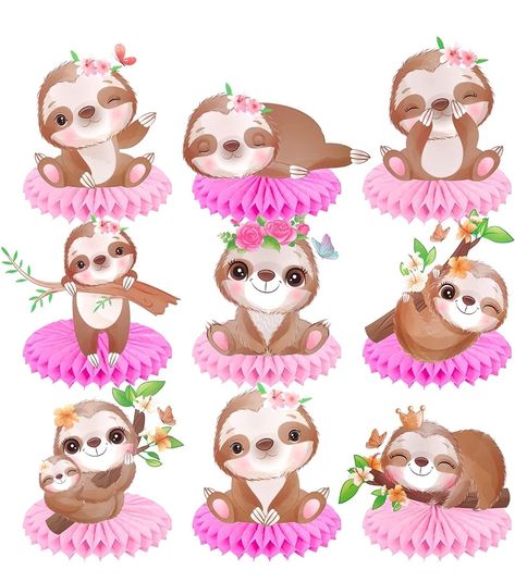 Sloth Party Decorations, Sloth Birthday Party Decorations, Sloth Birthday Party, Sloth Party, Honeycomb Centerpiece, Birthday Party Table Decorations, Mini Toile, Sloth Birthday, Birthday Party Table