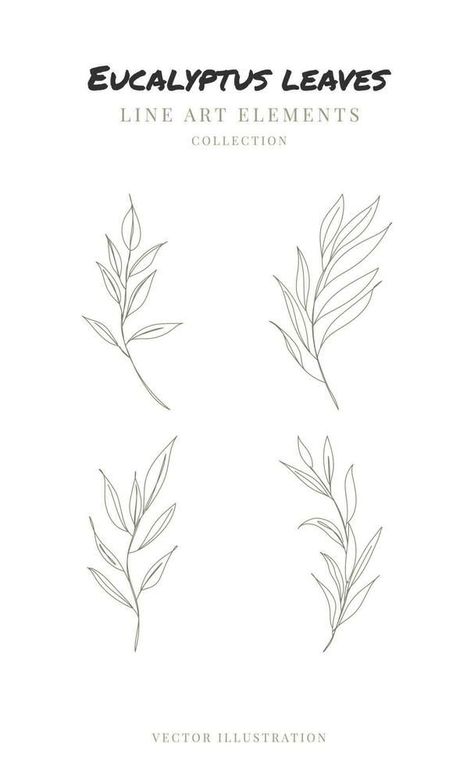 Download the One line drawing of eucalyptus leaves. Hand drawn floral elements line art. Vector illustration 23228699 royalty-free Vector from Vecteezy for your project and explore over a million other vectors, icons and clipart graphics! Willow Eucalyptus Tattoo, One Line Drawing Leaf, Eucalyptus Vine Tattoo, Eucalyptus Fine Line Tattoo, Eucalyptus Tattoo Design, Eucalyptus Leaf Tattoo, Green Plants Drawing, Eucalyptus Leaves Tattoo, Leaves Hand Tattoo