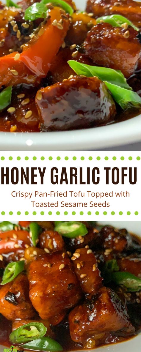 Honey Sesame Tofu Recipes, Tofu Honey Garlic Soy Sauce, Pan Fried Sesame Garlic Tofu, Honey Soy Tofu, Tofu Garlic Sauce, Tofu Recipes Honey Garlic, Honey Tofu Recipes, Tofu Sauce Recipe, Soy Garlic Tofu