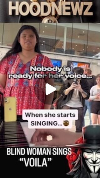 Hood Newz on Instagram: "BLIND WOMAN SINGS 
“VOILA” 
FAMOUS FRENCH SONG
(In the middle of busy airport)

#voila #french #france #airport #talent" France Airport, Blind Woman, Woman Singing, French Songs, August 22, In The Middle, The Middle, Singing, Songs