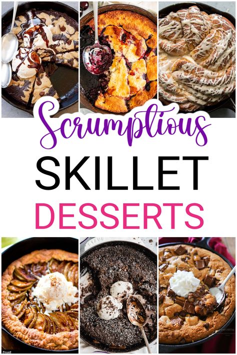 20 Scrumptious Skillet Desserts - Mom Does Reviews Skookie Pan Recipe, Skillet Recipes Dessert, Cast Iron Recipes Dinner, Skillet Dessert, Cast Iron Skillet Recipes Dinner, Skillet Desserts, Cast Iron Skillet Cooking, Skillet Cake, Iron Recipes