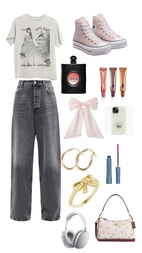 taylor swift cute merch fit pink bows trendy outfit teen preppy outfit Taylor Swift Merch, Preppy Outfits For School, Lookbook Outfits, Preppy Outfits, School Outfits, Everyday Outfits, Taylor Swift, Swift, Lookbook