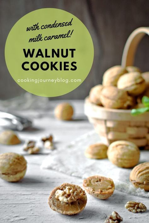 Walnut Shaped Cookies is an easy cookie recipe with condensed milk. Fun idea for Easter, Christmas and other holidays, great for a crowd. Walnut Shaped Cookies, Shaped Cookies Recipe, Recipe With Condensed Milk, Easy Cookie Recipe, Condensed Milk Recipes, Milk It, Walnut Cookies, Shaped Cookies, Easy Cookie Recipes