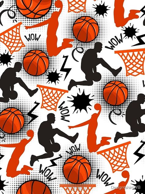 "Dynamic Comic Basketball Pattern - Vibrant Sports Design" Graphic T-Shirt for Sale by DesigntshirtWB | Redbubble Aop Prints, Basketball Shirt Designs, Basketball Pattern, Sports Illustration, Basketball Background, Paper Boy, Illustration Simple, Merch Design, Easy Drawing Tutorial