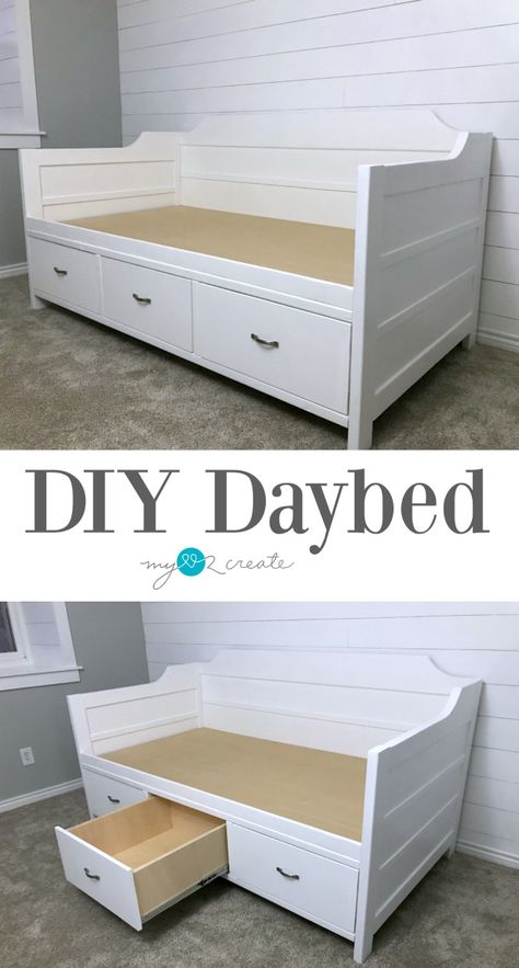 Divan Cama, Daybed Room, Diy Daybed, Daybed With Drawers, Daybed With Storage, Diy Furniture Bedroom, Bed With Drawers, Diy Bed, Storage Bed