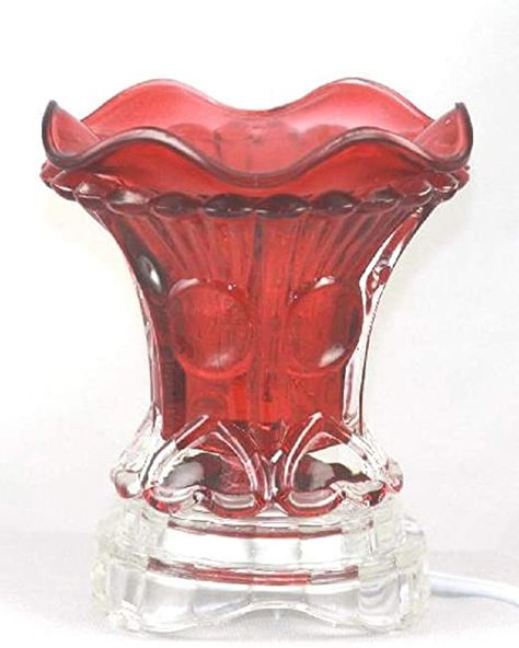 Red Electric Glass Fragrance Scented Oil Warmer (Burner/Warmer/Lamp) with Dimmer Switch Fragrance Oil Burner, Flower Pedals, Scent Warmers, Halogen Light, Candle Base, Scented Oil, Candle Supplies, Oil Warmer, Touch Lamp