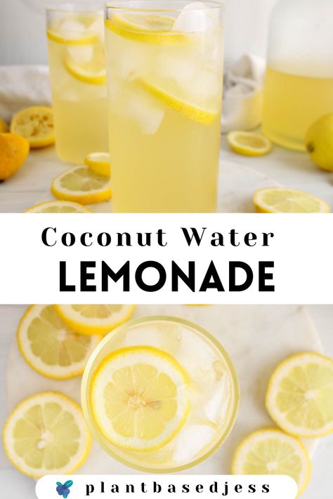 View on a tall glass of coconut water lemonade. Coconut Water Recipes, Squeezed Lemon, Drink Recipes Nonalcoholic, Refreshing Drinks Recipes, Milk Shakes, Healthy Drinks Recipes, Lemonade Recipes, Summer Drink, Water Recipes