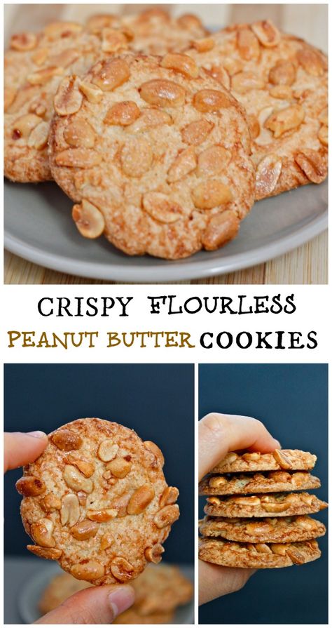 Crispy Flourless Peanut Butter Cookies- Healthier than your standard cookie, these take less than 15 minutes from prep to plate- gluten free, flourless, grain free and delicious! #glutenfree #grainfree Healthy Peanut Butter Cookies, Flourless Peanut Butter Cookies, Low Carb Backen, Crispy Cookies, Easy Cookie Recipes, Gluten Free Cookies, Healthy Sweets, Peanut Butter Cookies, Easy Cookies