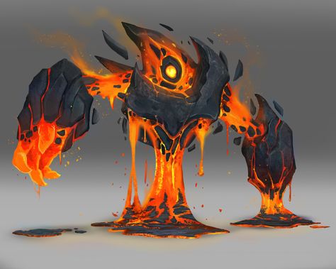 Lava Elemental, Lava Golem, Elemental Art, Monster Artwork, Carpentry Workshop, Mythical Creatures Fantasy, Super Powers Art, Dungeons And Dragons Classes, Kaiju Art