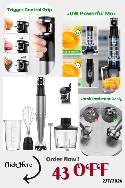 Immersion Blender Handheld Hand Blender 1100W, Trigger Variable Speed 5 in 1 Stick Blender, Emulsion Blender with Chopper, Whisk and Frother for Soup, Baby Food and Smoothies (silver) Batidora de mano. Amazon Affiliate Emulsion Blender, Immersion Blender, Hand Blender, Juicer, Chopper, Baby Food Recipes